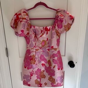 Lulu's Pink and Red Floral Dress